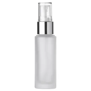 1 OZ FROSTED CLEAR GLASS CYLINDER BOTTLE 20-410 SILVER/NATURAL FINE MIST SPRAYER