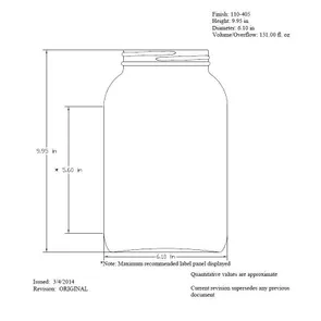 1 GALLON CLEAR GLASS ECONOMY JAR 110-405 NECK FINISH