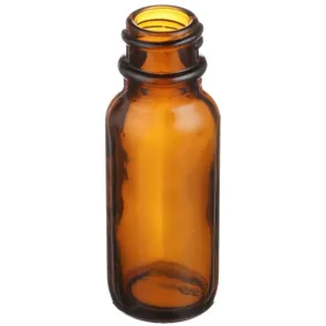 0.5 OZ AMBER GLASS BOSTON ROUND BOTTLE 18-400 NECK FINISH