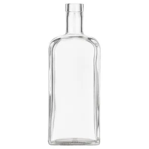 750 ML CLEAR GLASS RECTANGLE DODGE CITY BAR TOP BOTTLE 21.5MM NECK FINISH