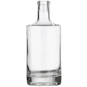 750 ML CLEAR GLASS ROUND JERSEY LIQUOR BOTTLE 21.5 MM BAR TOP NECK FINISH