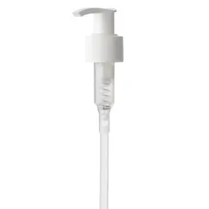 24-410 WHITE PP PLASTIC LOTION PUMP WITH RIBBED SKIRT - 6.375" DIP TUBE