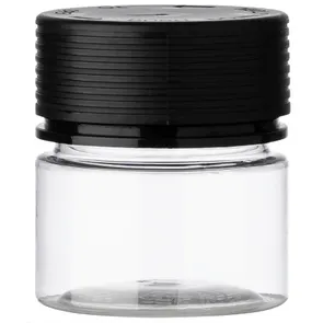 CHUBBY GORILLA CLEAR 2 OZ PET CR SPIRAL CONTAINER WITH SOLID BLACK CLOSURE