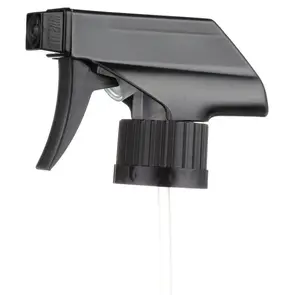 28-400 BLACK PP PLASTIC RIBBED SKIRT RATCHET TRIGGER SPRAYER WITH 9.5" DIP TUBE