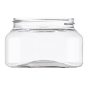 8 OZ CLEAR PET PLASTIC FIRENZE SQUARE LOW PROFILE JAR 70-400 NECK FINISH