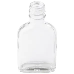 100 ML CLEAR GLASS OBLONG STRAIGHT SIDED FLASK 28-350 NECK FINISH