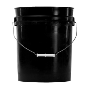 5 GALLON BLACK HDPE PLASTIC ROUND PAIL WITH METAL HANDLE