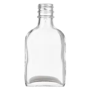 100 ML CLEAR GLASS OBLONG STRAIGHT SIDED FLASK 28-350 NECK FINISH