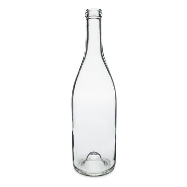 750 ml Glass Burgundy Wine Bottles, Cork Finish, Flint