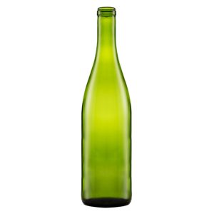 750 ml Champagne Green Glass Hock Wine Bottles, Cork Finish