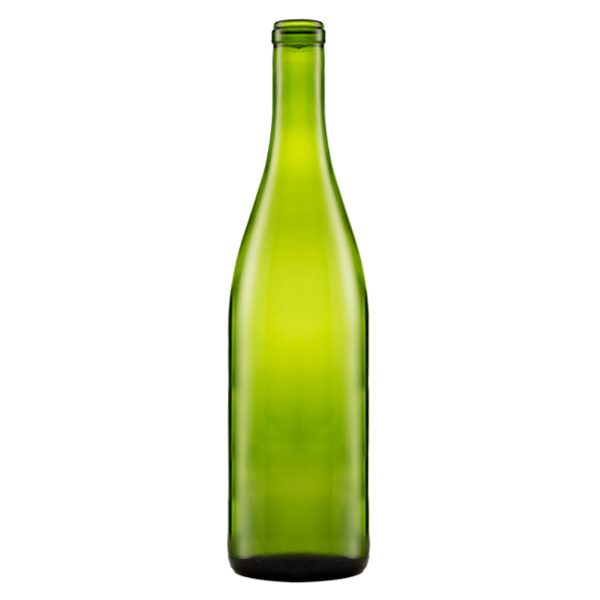 750 ml Champagne Green Glass Hock Wine Bottles, Cork Finish