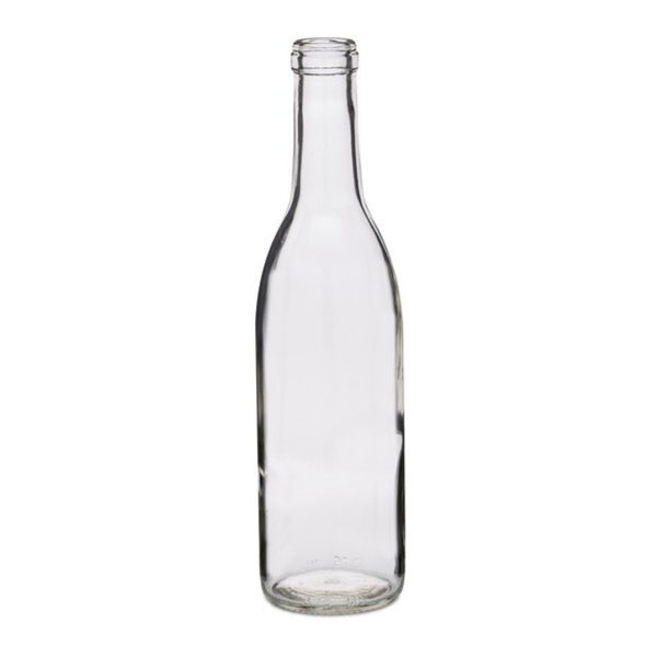 375 ml Clear Glass Composite Flat Bottom Wine Bottles, Cork Finish