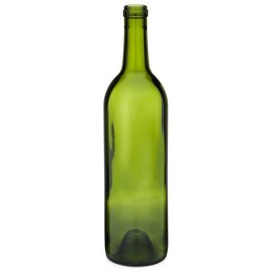 750 ml Champagne Green Glass Claret Wine Bottles, Cork Finish