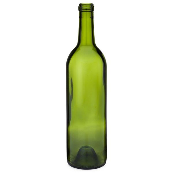 750 ml Champagne Green Glass Claret Wine Bottles, Cork Finish - Plastic ...