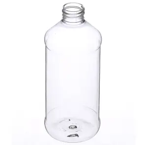 16 oz Clear PET Plastic Modern Round Bottle 28-410 Neck Finish