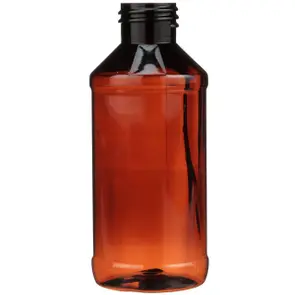 4 oz Light Amber PET Plastic Modern Round Bottle - 24-410 Neck Finish